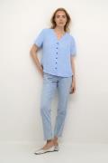 Cream Crbellis Linen Shirt Kvinde Placid Blue Melange Kortærmede Bluse...