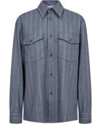 Filippa K Brushed Wool Overshirt Kvinde Grey Blue Langærmede Skjorter ...