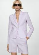 MANGO 100% Linen Jacket Kvinde Lt-pastel Purple Blazere Str L - hos Ma...