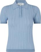 Rosemunde Knit Polo Kvinde Heaven Blue Kortærmede T-shirts Str L - hos...