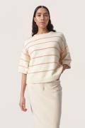 Soaked in Luxury Slrava Romy Pullover Kvinde White And Hot  Stripe Swe...