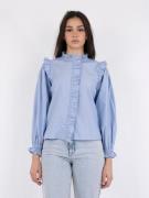 Neo Noir Charly Mini Dot Blouse Kvinde Light Blue Langærmede Bluser St...