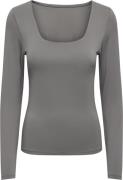 ONLY Onlea L/S 2way Deep Neck TOP JRS Kvinde Thunderstorm Langærmede T...