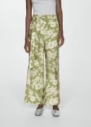 MANGO Bow Printed Trouser Kvinde Green Bukser Med Brede Ben Str L - ho...