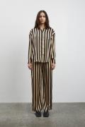 ICHI Ixnalan Striped PA Kvinde Tannin Black Stripe Bukser Med Brede Be...