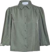 Minus Mssherina 3/4 Sleeve Shirt Kvinde Gothic Olive Kortærmede Skjort...