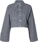 Selected Femme Slfmyra LS Stripe Short Denim Jacke Kvinde Blå Denimjak...