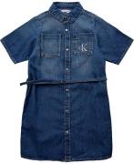 Calvin Klein LW Denim Belted Shirt Dress Str 14 år Denim - 1a4 Nederde...