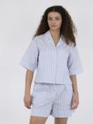 Neo Noir Ginna Stripe Shirt Kvinde Light Blue Kortærmede Skjorter Str ...