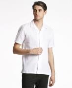 Lindbergh Casual Linen Blend Resort S/S Mand White Kortærmede Skjorter...