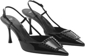 MANGO Patent Leather Slingbackheeled sho Kvinde Black Slingbacks Str 4...