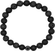 Nialaya Men's Wristband With Lava Stone, Matte Onyx and Black Logo B M...