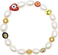 Nialaya Men's Smiley Face Pearl Bracelet M - Armbånd hos Magasin