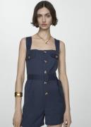 MANGO Short Jumpsuit With Buttons Kvinde Navy Buksedragter Str L - hos...