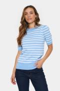 Saint Tropez Milasz Striped SS Pullover Kvinde 144110 Kortærmet Strik ...