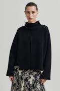 Second Female Stinna Knit Tneck Kvinde Black Sweaters Str L - hos Maga...