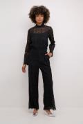 Culture Cuima Lace Pants Kvinde Black Bukser Med Brede Ben Str M - hos...