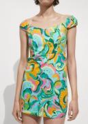 MANGO Printed Short Dress Kvinde Green Korte Kjoler Str S - hos Magasi...