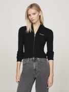 Tommy Hilfiger TJW Metallic TIP ZIP Cardigan Kvinde Black Langærmede B...