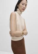 MANGO 100% Wool Turtleneck top Kvinde Light Beige Rullekraver Str L - ...