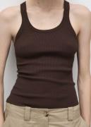 MANGO Knit Strap top Kvinde Dark Brown Tanktoppe Str XS - hos Magasin