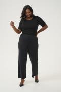 Kaffe Curve Kcellia Pants Kvinde Black Glitter Jersey Bukser Med Lige ...