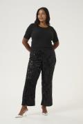 Kaffe Curve Kcnicoleen Sequin Pants Kvinde Black Deep Bukser Med Lige ...