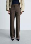 MANGO Flowy Straightfit Trousers Kvinde Brown Bukser Med Lige Ben Str ...