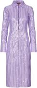 Stine Goya Sgsonja, 2020 Structured Sequins Kvinde Lavender Midi Kjole...