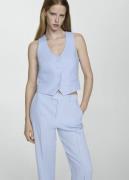 MANGO Linen Suit Waistcoat Kvinde Lt-pastel Blue Veste Str L - hos Mag...