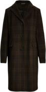 Lauren Ralph Lauren Loden Plaid Woolwool SB Reefer 38 Kvinde Brown Pla...