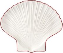 BYON Plate Shell Line S White/red Str 16x13x2cm - Serveringsfade hos M...