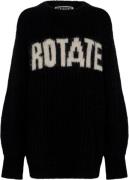 ROTATE Birger Christensen Knitted Logo Sweater Kvinde Black Langærmede...