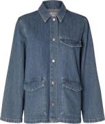 Selected Femme Slfmarley LS MID Blue Denim Jacket Kvinde Blå Langærmed...