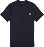 Fred Perry Ringer Tshirt Mand Blå Kortærmede T-shirts Str L - Bomuld h...