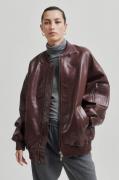 Second Female King Leather Bomber Jacket Kvinde Bitter Chocolate Overg...