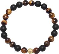 Nialaya Men's Wristband With Matte Onyx and Brown Tiger Eye M - Armbån...