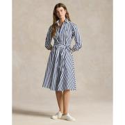 Polo Ralph Lauren Belted Widestripe Cotton Shirtdress Kvinde Navy/hvid...