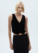 MANGO Cropped Velvet Waistcoat Kvinde Black Overgangsjakker Str XS - h...