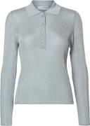 Selected Femme Slfdagni LS Knit Polo Neck Kvinde Silver/metallic Sweat...