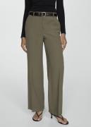 MANGO Wideleg Pleated Trousers Kvinde Beige - Khaki Bukser Med Brede B...