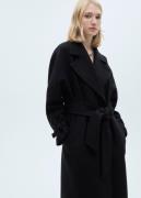 MANGO Maxi Lapel Manteco Wool Coat Kvinde Black Overgangsjakker Str S ...