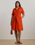 Lauren Ralph Lauren Soft Drapey Linendress Kvinde Orange Lily Midi Kjo...