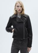 MANGO Jacket With Shearlingeffect Lining Kvinde Black Overgangsjakker ...