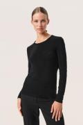 Soaked in Luxury Slskylara Round Neck LS Kvinde Black Langærmede Bluse...