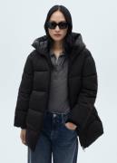 MANGO Hood Quilted Coat Kvinde Black Dunjakker Str XS - hos Magasin