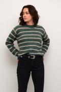 Kaffe Katrina Striped Pullover Kvinde Green Mel. / Feather Gray Mel. S...