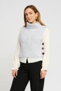 Cream Crstarfi Short Knit Slipover Kvinde Light Grey Melange Strikvest...