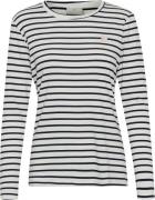 Kaffe Liddy Tshirt Kvinde Chalk / 52737 Midnight Marine Langærmede T-s...