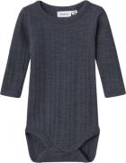 Name It Nbmwang Wool Needle LS Body Solid N Str 68 - Ombre Blue Langær...